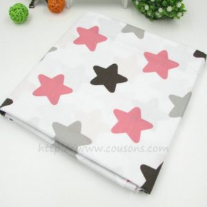 tissu Kalani A01 - Blanc a etoiles roses grises noires - 01