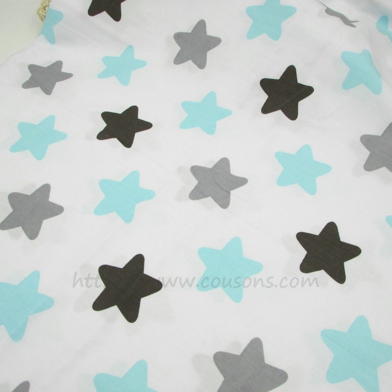 tissu Kalani A05 - Blanc a etoiles bleues grises noires - 03