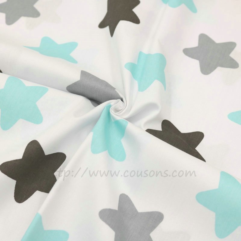 tissu Kalani A05 - Blanc a etoiles bleues grises noires - 05